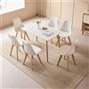 JZGORC Set da pranzo Tavolo da Pranzo con 6 Sedie, Tavolo da Pranzo Rettangolare in Legno 110 * 70 * 75 cm, 6 Sedie da Pranzo Scandinave, Gambe in Metallo, Bianco