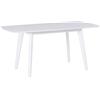Beliani Tavolo da Pranzo Allungabile Bianco con Gambe in Legno 120-160 x 80 cm