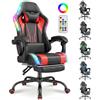 Devoko Sedia Gaming RGB Ergonomica con Poggiatesta, Lombare Regolabile, Poggiapiedi Retrattile, 90-135°, 150 kg, Esperienza di Gioco,Rosso