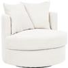 Beliani Poltrona moderna Glam con schienale rotondo Base girevole in poliestere con due cuscini Beige chiaro