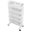 PRTECY Scaffale Portaoggetti Bianco a 5/6 Livelli Scaffale Mobile in Plastica Rimovibile Scaffale per Libri Mobile Carrello per Libri Scaffale per Libri per Sala Studio Domestica(5 strati)