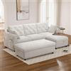 Muskel Divano moderno in velluto, 219 × 131 cm, con chaise longue e sgabello con vano portaoggetti, chaise longue montabile a sinistra o a destra, divano con tasche per riviste e chiusura a bottoni