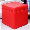 MUMUXIAO Pouf imbottito con contenitore, lussuoso poggiapiedi imbottito, per soggiorno e camera da letto, in ecopelle, con coperchio incernierato (rosso)