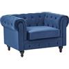 Beliani Poltrona vintage in tessuto vellutato blu