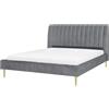 Beliani Letto Imbottito Velluto Grigio e Oro Rete a doghe testiera Alta 180 x 200 cm