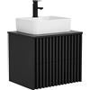UEV Mobiletto Bagno 60CM con Lavabo in Ceramica, Mobile Bagno Sospeso Combina Eleganza e Funzionalità, Lavandino con Mobiletto da Parete, Nero