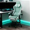 YRHome Sedia da gioco, ergonomica, da ufficio, regolabile e girevole, regolabile in altezza, con poggiapiedi e supporto lombare, in cotone e lino, colore: verde