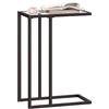 HOMCOM Tavolino a Forma di C in Vetro Temperato e Acciaio 46x25x63.5cm Nero