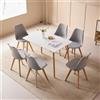 JZGORC Set da pranzo Tavolo da Pranzo con 6 Sedie, Tavolo da Pranzo Rettangolare in Legno 110 * 70 * 75 cm, 6 Sedie da Pranzo Scandinave, Gambe in Metallo,Grigio