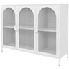 ML DESIGN modern living ML-Design Vetrina in Metallo Bianco 120x93x40 cm, Credenza Industriale con 3 Ante e 4 Ripiani, Armadio in Acciaio con Piedini Regolabili in Altezza, Design Moderno per Soggiorno e Sala da Pranzo, Comò