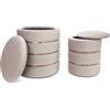 IlGruppone Set 2 Pouf Contenitori in Velluto - Pouf Arredo Moderni Impilabili, Poggiapiedi con Contenitore Salvaspazio, 4 Colori - Grande 37x41 cm, Medio 28x34 cm - Tortora