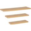 SPRINGOS Set di 3 scaffali da parete in metallo MDF, 30 45 60 cm, colore marrone, scaffalatura decorativa da parete, per soggiorno, cucina, bagno, ufficio, moderno scaffale per decorazioni, piante