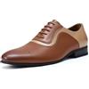 YFFUSHI Scarpe Eleganti Uomo Brogue Oxford Basse Stringate Sposo Shoes Formale Derby Business Matrimonio, Marrone + Giallo, 42 EU