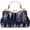 CORIOS Borsetta da Sera con Paillettes da Donna in Velluto Clutch Pochette Piccolo con Catena Strass Elegante Borsa a Spalla Sposa Retro a Tracolla Blu Scuro