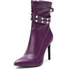 Bviennic Polacchine Donna Tacco a Spillo Eleganti Appuntito Zip Scarpe da Sera 2697 Viola Numero 37 Eu/38Cn