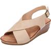 rismart Sandali Donna con Zeppa Basso Tacco Croce di Criss Punta Aperta Scarpe Estive