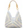 LLELEMAMO Borsa in Paglia Donna, Borsa a Spalla Bohémien Intrecciata Grande Capacità, Borsa Mare Leggera Fatta a Mano per Vacanze, Viaggi, Shopping e Outfit Estivi (Blue)