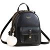 NICOLE & DORIS Zaino Donna Pelle PU Borsa a Zainetto Elegante Tracolla Zaini da Città Impermeabile Casual per Scuola Viaggio Lavoro Nero