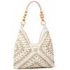 LLELEMAMO Borsa in Paglia Donna, Borsa a Spalla Bohémien Intrecciata Grande Capacità, Borsa Mare Leggera Fatta a Mano per Vacanze, Viaggi, Shopping e Outfit Estivi (Khaki & Beige)