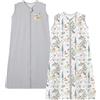 Chilsuessy Sacco nanna per bambini, 1,5 Tog, confezione da 2 pezzi, in 100% cotone, per tutte le stagioni, per ragazzi e ragazze, 1,5 tog/grigio + foresta, 130 cm, altezza bambino 120-140 cm