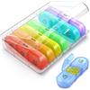 ShiWuYou Portapillole Settimanale 7 Giorni, Portapillole Settimanale,Multicolore Scatola di Pillole, 3 Scomparti per Giorno, 7 Scomparti per Medicine, Integratori e Vitamin