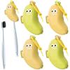CANIPHA Set di 4 spazzolini da denti a banana, include portaspazzolino portatile a banana con dispenser di dentifricio, articoli per la casa adatti per uso domestico o in viaggio