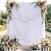 gogoparti Tende bianche da 6 x 4,3 m per feste di nozze, 4 pannelli in tessuto a goccia lungo 4,3 m, in poliestere senza pieghe, per compleanni, baby shower, sfondo fotografico da palcoscenico
