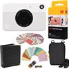 Kodak - Pacchetto regalo con fotocamera istantanea Printomatic (grigia) + carta ZINK (20 fogli) + custodia + 100 cornici adesive + cornici da appendere + album