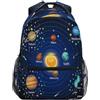 Ksajwzf Zaino scolastico per computer portatile, pianeti e stelle, per ragazze, bambini, ragazzi, galassia, spazio, scuola elementare, viaggi, escursionismo, zaino con nome, per uomini e donne,