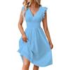 Generico Vestito da Mare Tinta Unita Smanicato Vestito Corti Vestiti Estivi Abito Casual Fantastico Boho Chic Dress Mare Lavoro Azzurro S