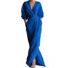 Generico Donna Elegante Scollo a V Profondo Vestito Raso da Sera Abito a Portafoglio Maxi Vestito da Ballo Vestiti Donna Aderente per Feste Cocktail per Mare Vacanze e Uso Quotidiano