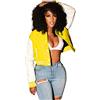 Générique Giacca leggera da donna corta bomber elegante giacca soprt color-block college varsity bomber donna uniforme da baseball giacca crop donna primavera, A giallo., XL