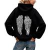 Dasongff Angel Hoodie - Felpa con cappuccio da donna, con ali d'angelo in strass, tasche casual, a maniche lunghe, con cappuccio autunnale e inverno, caldo, abbigliamento sportivo
