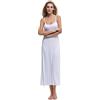 Papicutew Camicie da notte lunghe da donna senza maniche, bianco, Medium