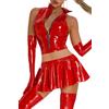 Adigau Completo Intimo Donna in Pelle Verniciata Canotta Top Senza Maniche con Cerniera Sexy Latex Mini Gonna Lingerie 2 Pezzi Set Rave Outfit Partito Clubwear