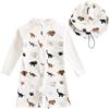 Happy Cherry Costume da Bagno Intero Ragazzi Bambini Protezione Solare UPF 50+ con Cappello da Sole Cartone 70-110cm