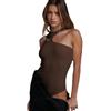 SDFWGG Body da Donna Monospalla Aderente con Scollo Asimmetrico Top Estivo Slim Fit Scollo Quadrato Aderente Body Donna Perizoma Canotta Basic Elegante Casual