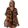 HZCRAES Copricostume Donna Mare Bikini Cover Up Stampa Leopardata Astratta Costume da Bagno Coprire Kaftano Mare con Trame Animali Vestito Spiaggia Copri Costume da Spiaggia Casual Estivo Beachwear