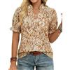 GRACE KARIN Camicette Estive da Donna con Motivo Floreale Boho, Henley con Scollo a V, Top Casual, Tunica per Vacanza e Festa, cachi, S