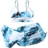 Generic Costume da Bagno Bambina, 3 Pezzi, con Stampa Integrale Incrociata, Bikini Gonna Copricostume, Spiaggia, 5-12 Anni