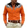 Dasongff Camicia da cowboy da uomo, camicia country ricamata a maniche lunghe, vestibilità aderente, stile western, senza stiratura, con tatuaggio runico nordico, casual, regular fit con tasca a buon