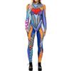 Dasongff Tuta Cosplay Halloween 3D Stampata Per Donna Costume Scheletro Meccanico Integrale, arancione, XXL