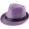LADYBRO XL Cappelli Fedora in Paglia per Uomo, Estate, Trilby da Spiaggia, Viaggio, Panama, Casual, 59 cm, Viola, 7.5
