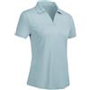 Rdruko Polo da donna a maniche corte, estiva, scollo a V, ad asciugatura rapida, per fitness, corsa, golf, tennis, grigio/blu, M