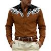 Dasongff Camicia da cowboy da uomo, camicia country ricamata a maniche lunghe, vestibilità aderente, stile western, senza stiratura, con tatuaggio runico nordico, casual, regular fit con tasca a buon