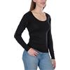 Confidenceforall - Maglia da donna anti-sudore, maglia slim-Fit con imbottiture ascelle anti-traspiranti - maglietta Premium in tessuto di seta morbido e cotone rinfrescante - maniche lunghe Nero L