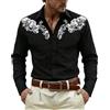 Dasongff Camicia da cowboy da uomo, camicia country ricamata a maniche lunghe, vestibilità aderente, stile western, senza stiratura, con tatuaggio runico nordico, casual, regular fit con tasca a buon