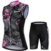 Mydawan Completo Ciclismo Donna Estivo Abbigliamento Bici MTB,Tuta Ciclista Maglietta da Ciclo Senza Maniche Gilet e Pantaloncini Short Bike con 19D Gel Imbottiti,Maglia Bicicletta Asciugatura Rapida|1,M
