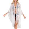 Sahunfri Eleganti Copricostumi da Spiaggia in Pizzo per Donna, Abito Lungo e Fluido per Costume da Bagno, Copricostume Leggero per la Piscina, Taglie Forti (90x120cm), bianco, Etichettalia unica