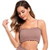 SHEKINI Costume da Bagno a Fascia Arricciato da Donna Costumi da Bagno a Due Pezzi con Increspature Costumi da Bagno a Vita Bassa con Bikini a Vita Alta (M, Top Bikini-Rosa)